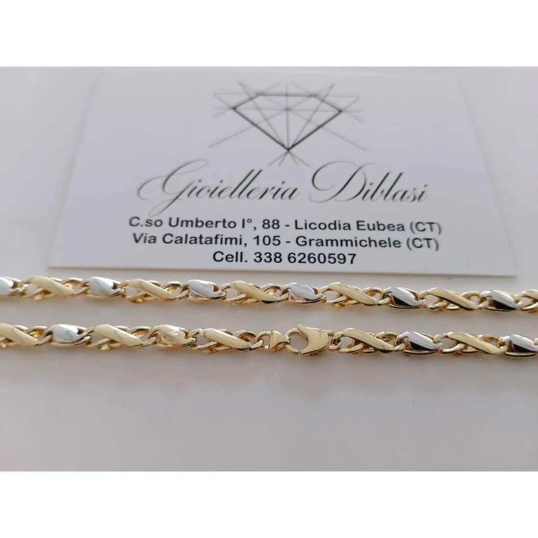 COLLANA ORO Bicolore GIALLO BIANCO 18 Karati 750% Uomo Donna Collier Girocollo
