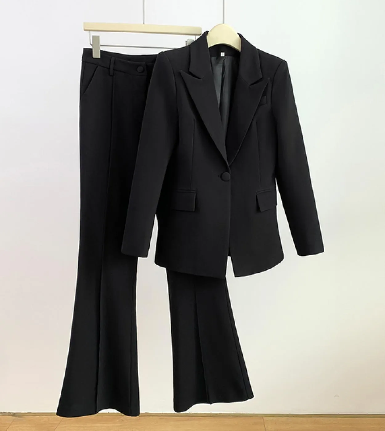 Completi da donna Blazer Pantalone Completi da due pezzi Viola Ufficio da donna Business Pantaloni svasati a bottone singolo Bla