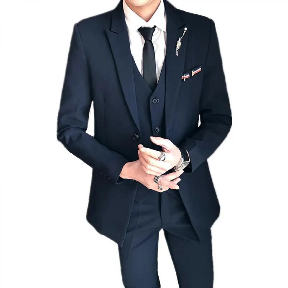 Completi da uomo in tre pezzi / 2023 Autunno Inverno Abito da lavoro Abito da sposa Blazer Giacca Cappotto Pantaloni Pantaloni G