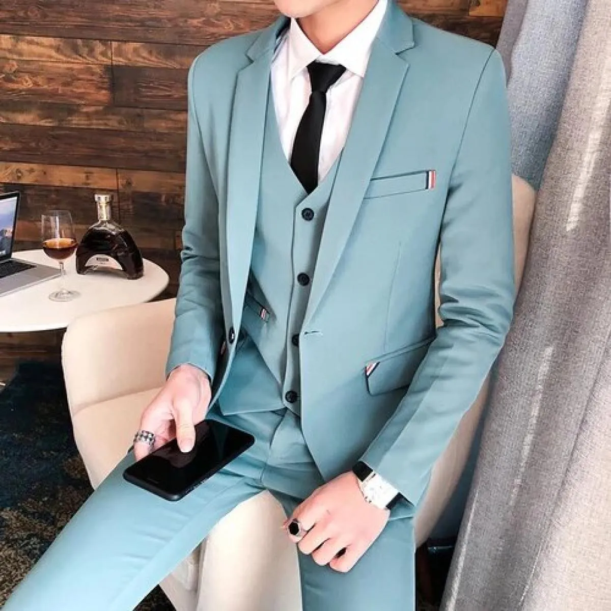 Completi da uomo in tre pezzi / 2023 Autunno Inverno Abito da lavoro Abito da sposa Blazer Giacca Cappotto Pantaloni Pantaloni G