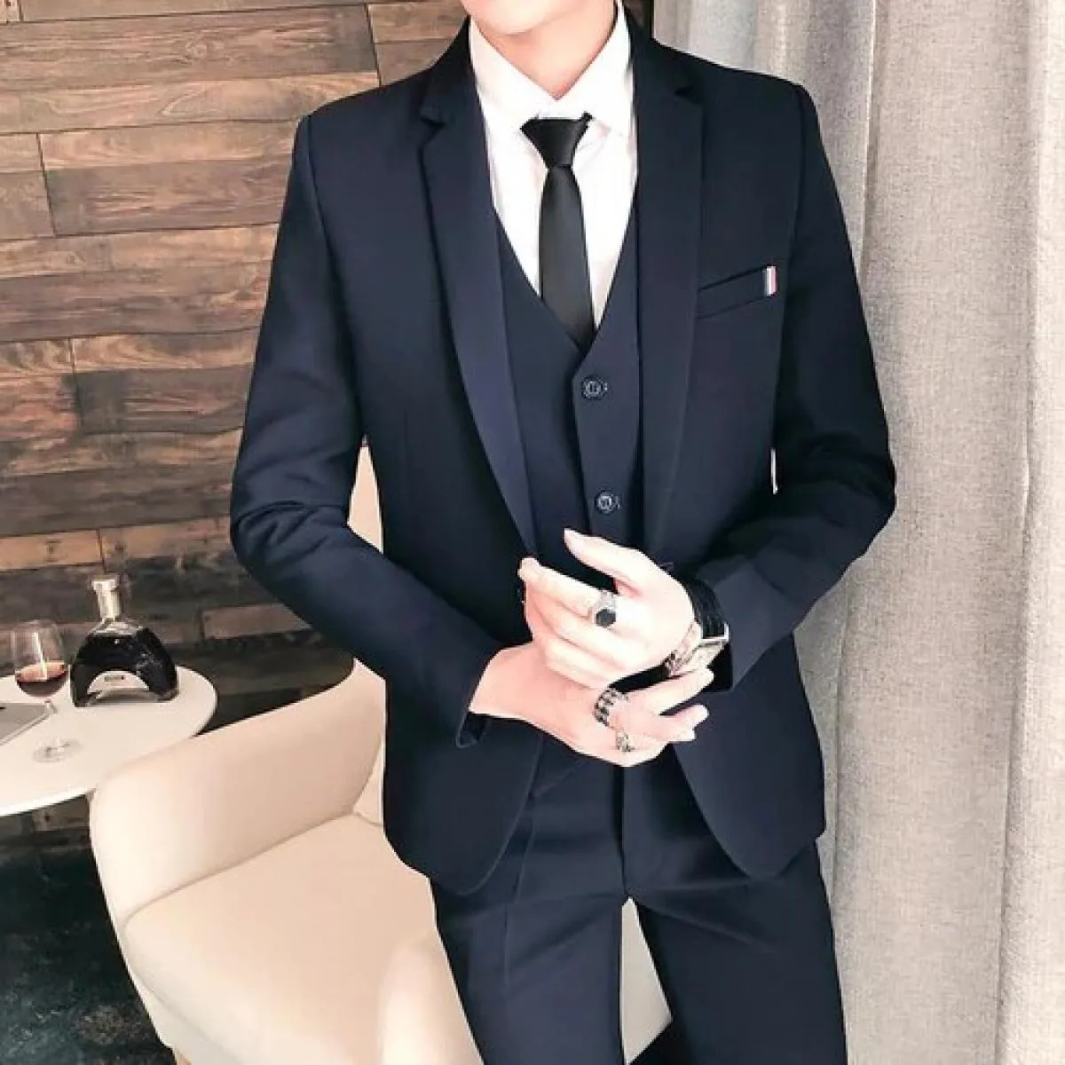 Completi da uomo in tre pezzi / 2023 Autunno Inverno Abito da lavoro Abito da sposa Blazer Giacca Cappotto Pantaloni Pantaloni G