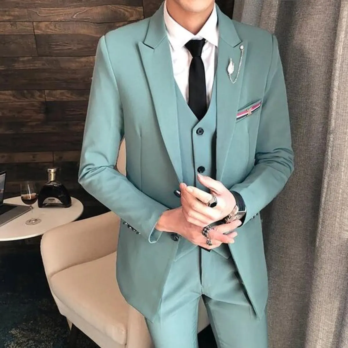 Completi da uomo in tre pezzi / 2023 Autunno Inverno Abito da lavoro Abito da sposa Blazer Giacca Cappotto Pantaloni Pantaloni G