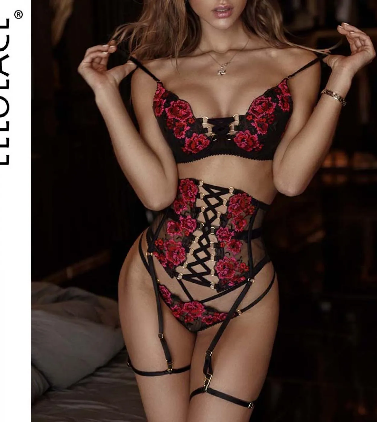 Completi di biancheria di lusso da donna Ellolace Completi di biancheria di lusso Completi di reggiseno e slip di lusso