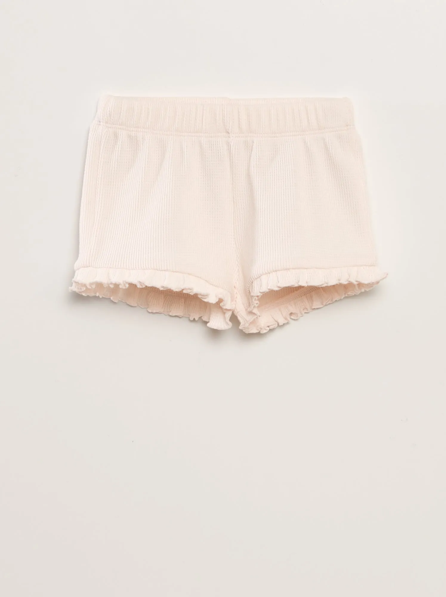 Completo t-shirt + shorts in maglia goffrata - 2 pezzi - ROSA