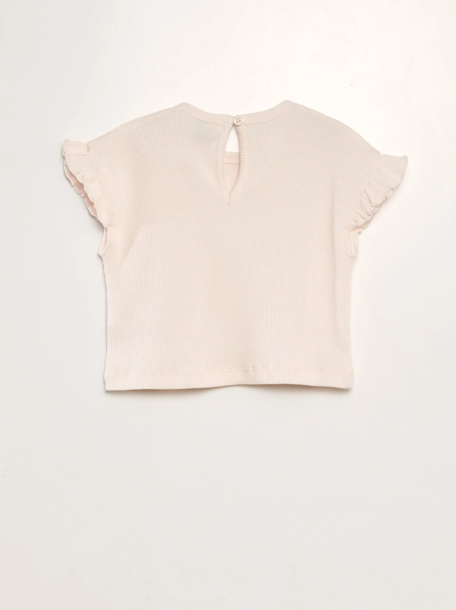 Completo t-shirt + shorts in maglia goffrata - 2 pezzi - ROSA