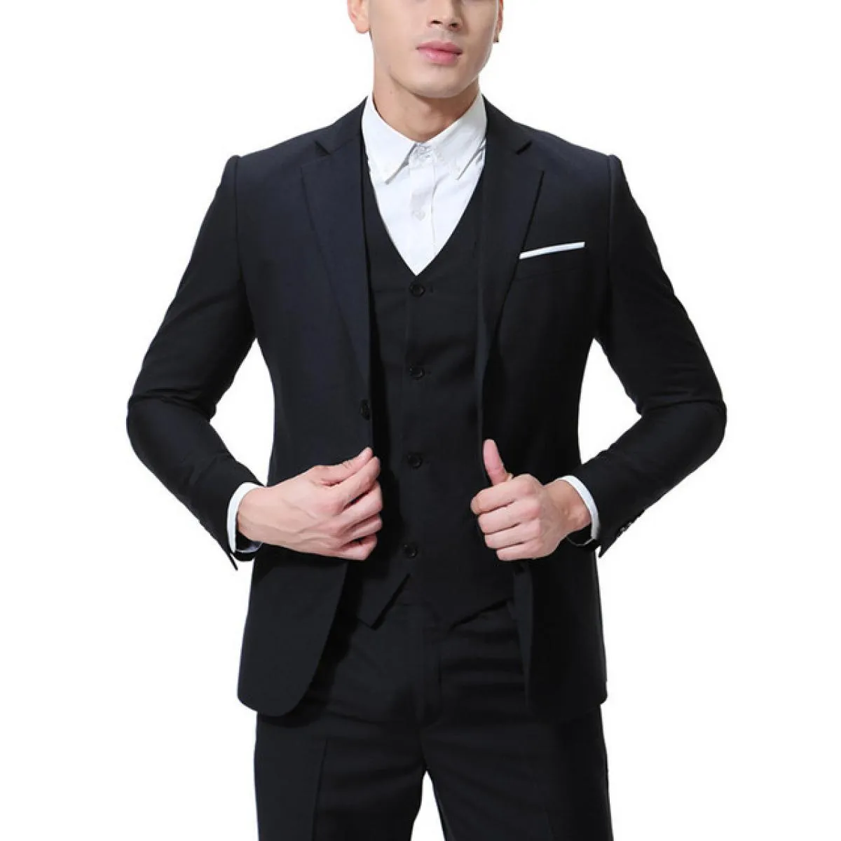 Costume Homme Business 3 pezzi Blazer classici Completi da uomo Business Blazer + gilet + pantaloni Completi da uomo Festa di no