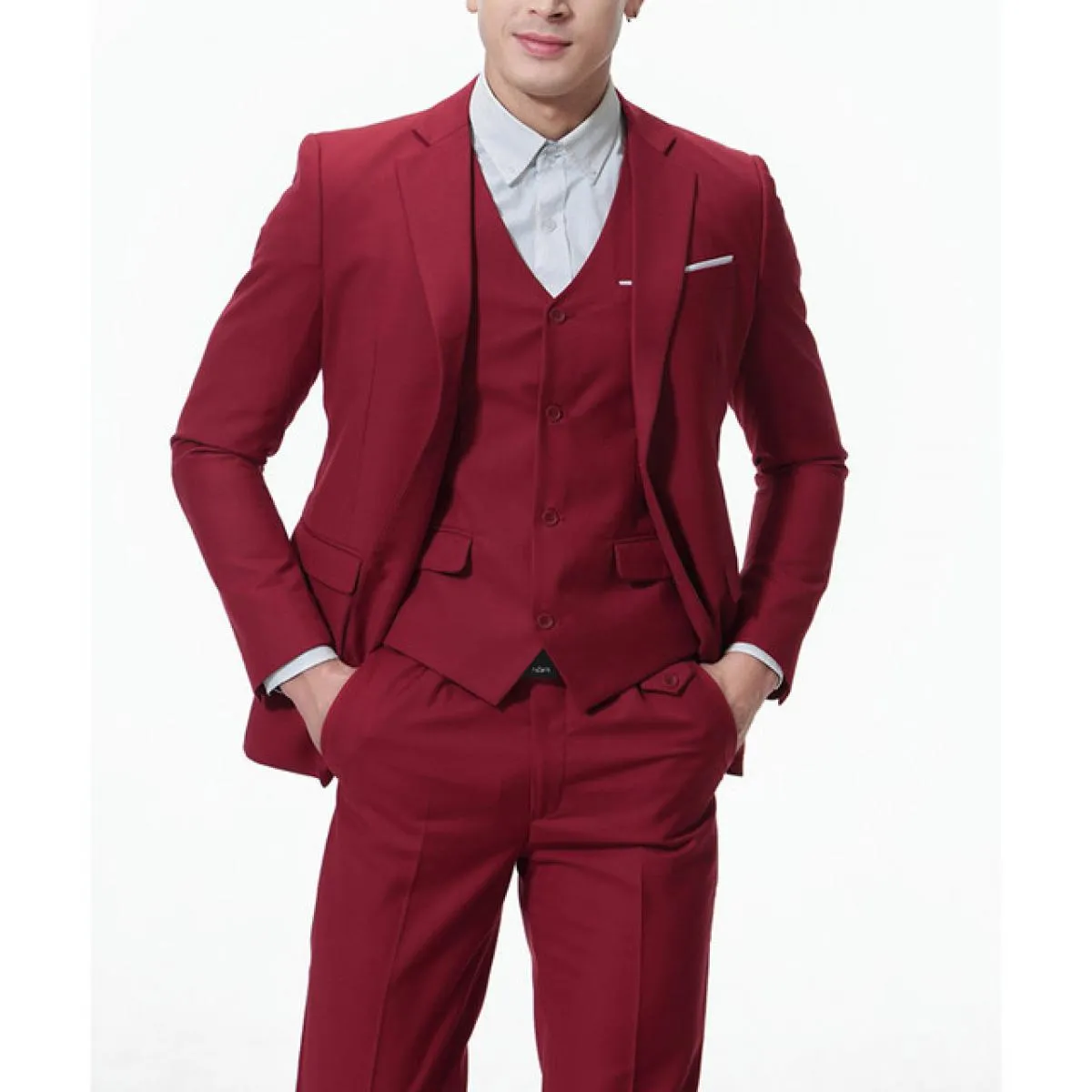 Costume Homme Business 3 pezzi Blazer classici Completi da uomo Business Blazer + gilet + pantaloni Completi da uomo Festa di no