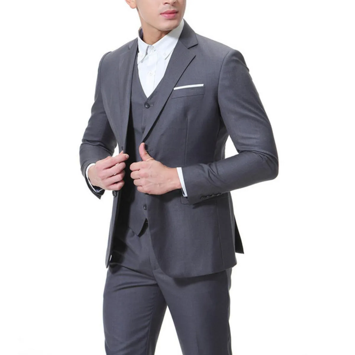 Costume Homme Business 3 pezzi Blazer classici Completi da uomo Business Blazer + gilet + pantaloni Completi da uomo Festa di no