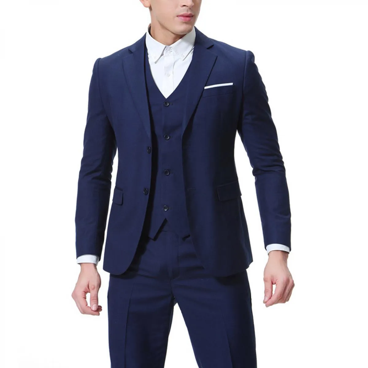 Costume Homme Business 3 pezzi Blazer classici Completi da uomo Business Blazer + gilet + pantaloni Completi da uomo Festa di no