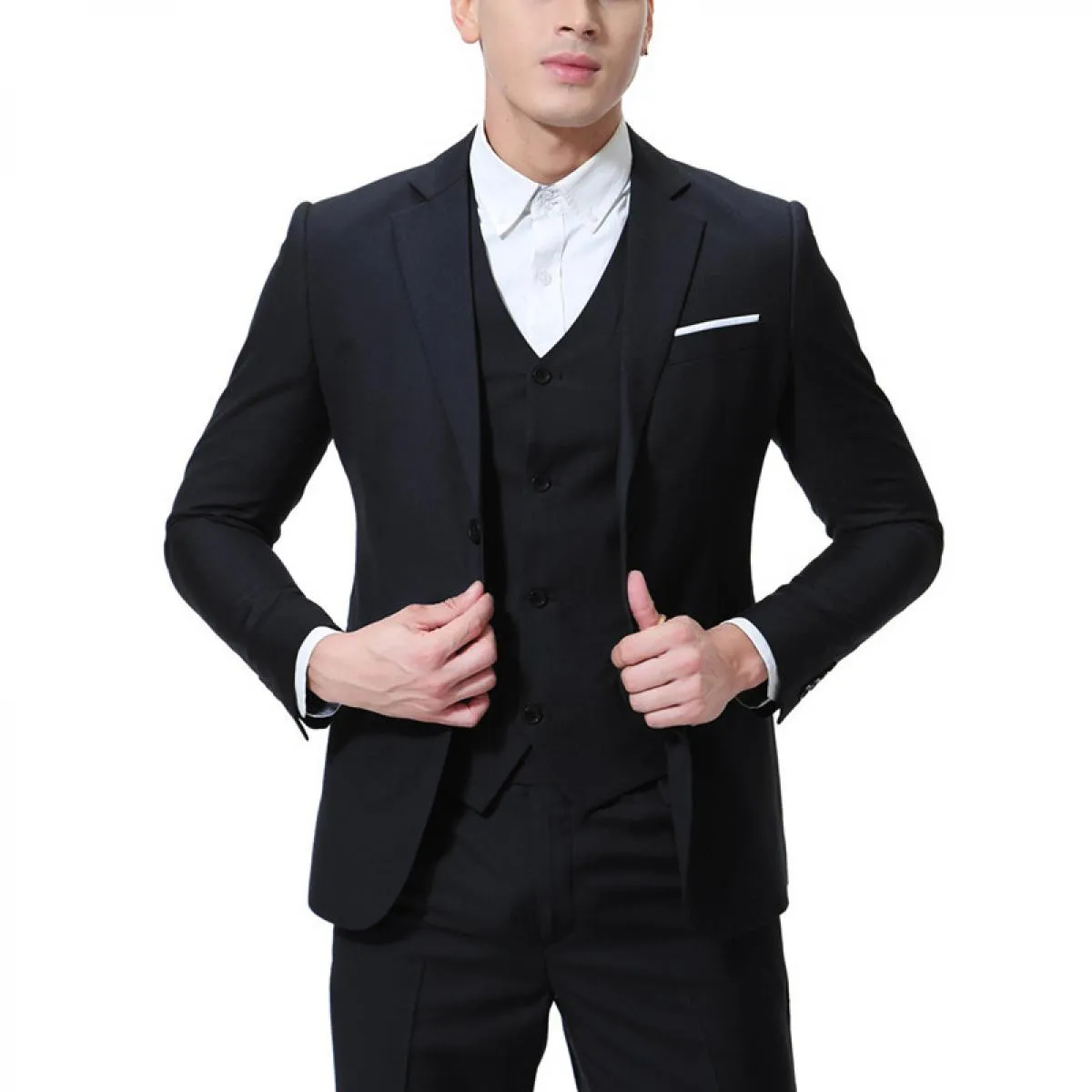 Costume Homme Business 3 pezzi Blazer classici Completi da uomo Business Blazer + gilet + pantaloni Completi da uomo Festa di no