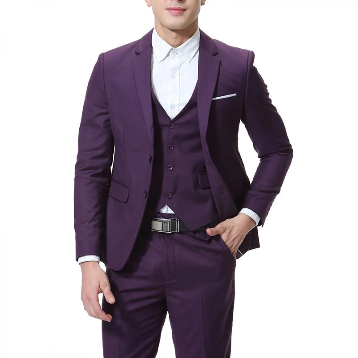 Costume Homme Business 3 pezzi Blazer classici Completi da uomo Business Blazer + gilet + pantaloni Completi da uomo Festa di no