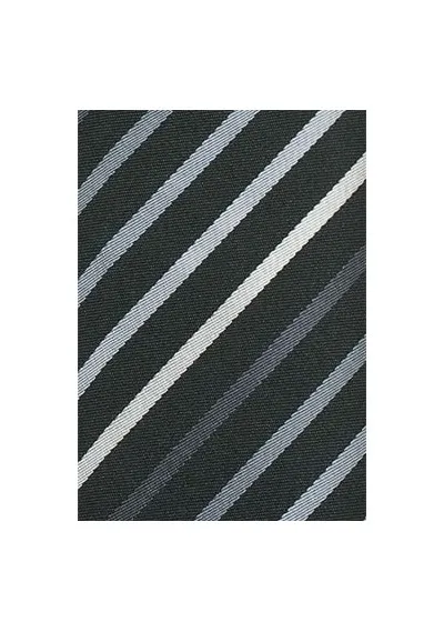 Cravatta a clip design a righe nero argento grigio