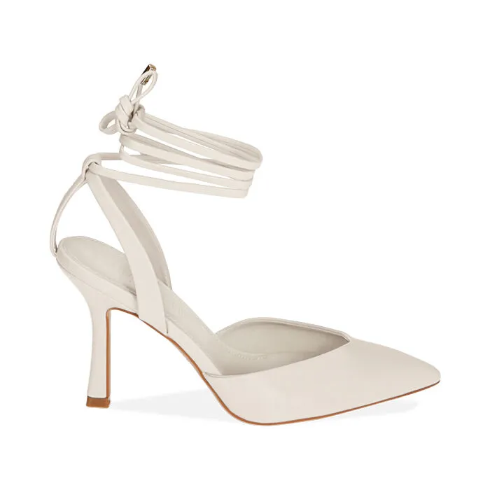 Décolleté lace-up bianche, tacco 9,5 cm