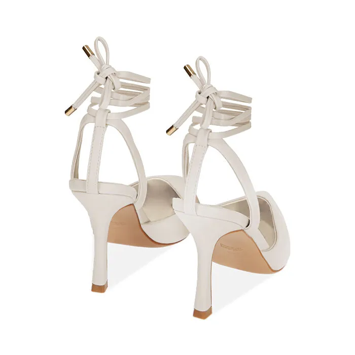 Décolleté lace-up bianche, tacco 9,5 cm