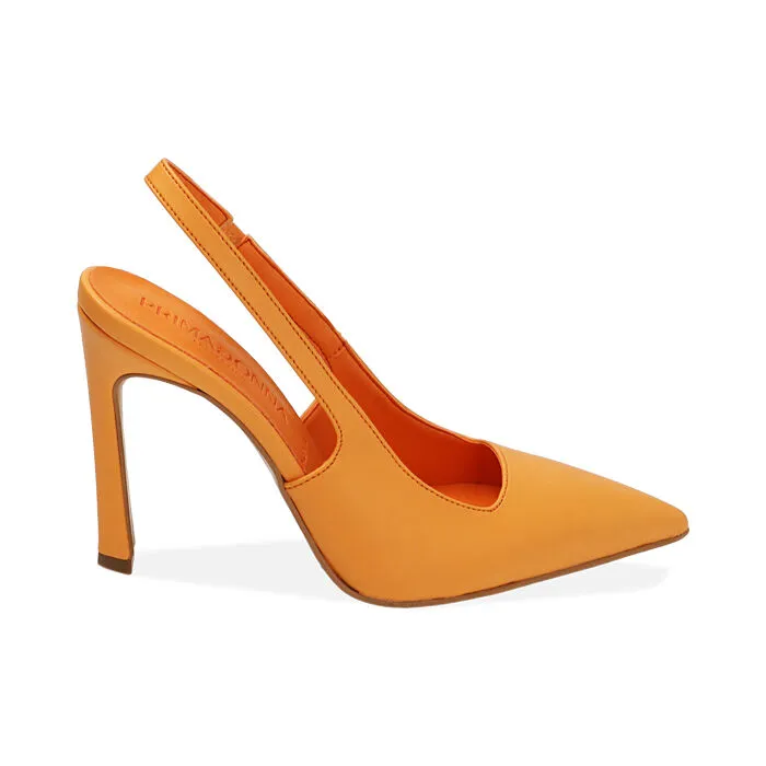 Décolleté slingback arancio, tacco 11 cm