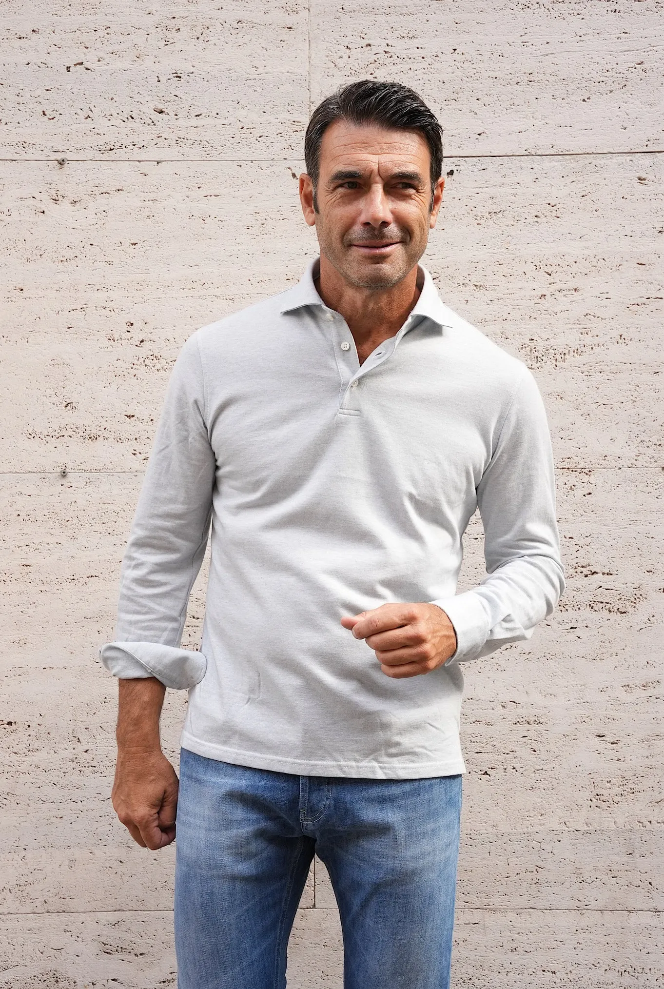 FFF Polo Jersey Cotone e Cashmere Celeste