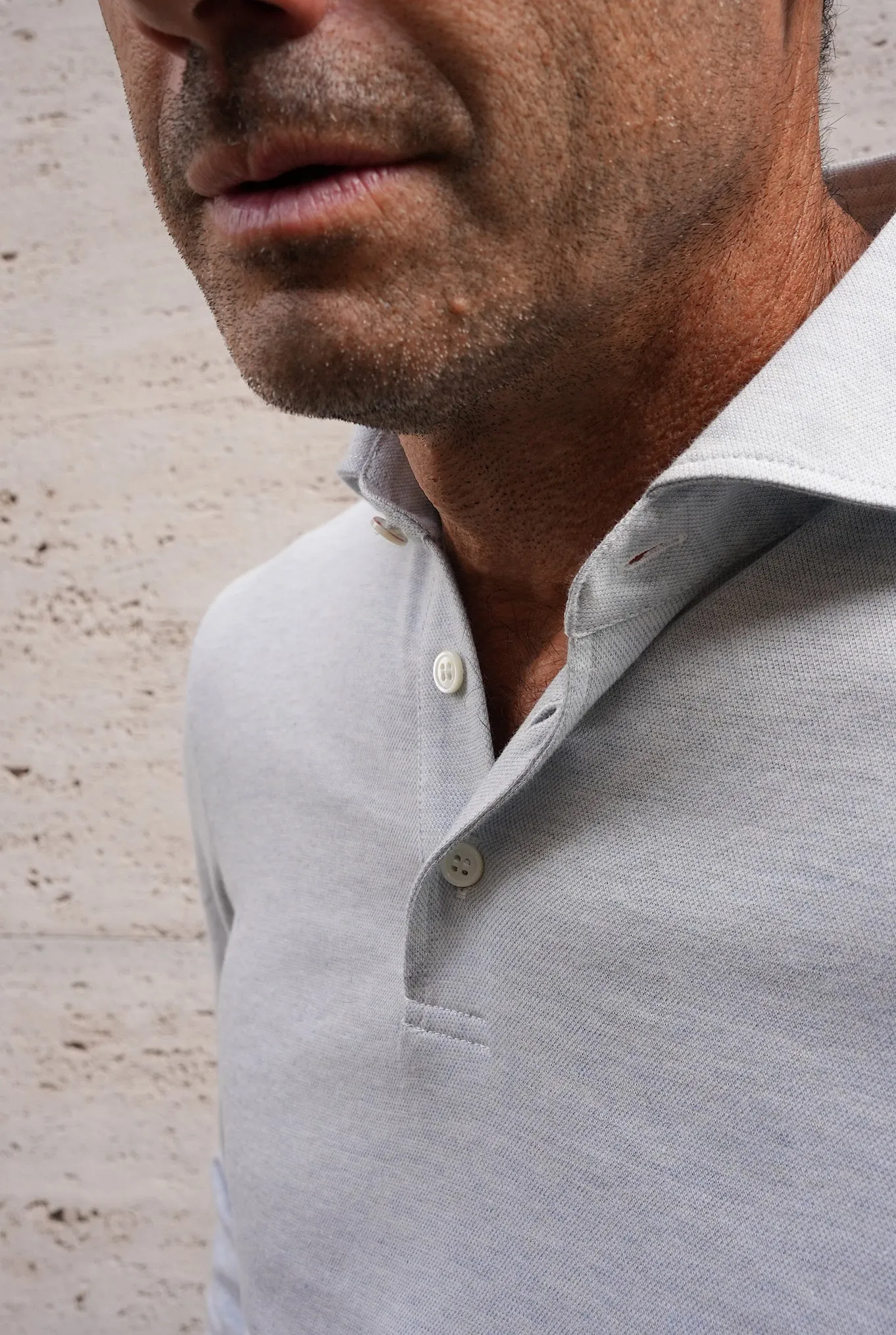 FFF Polo Jersey Cotone e Cashmere Celeste