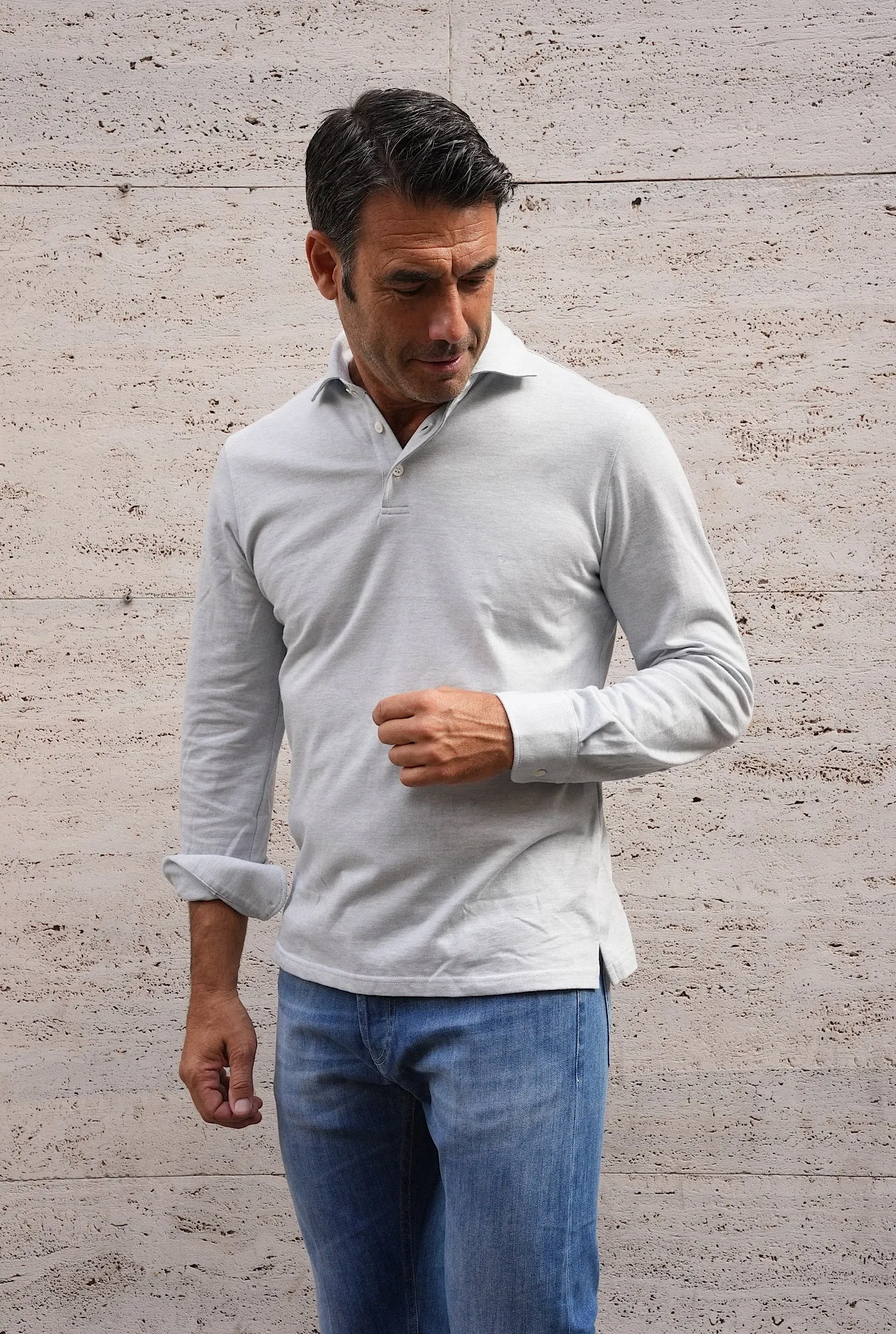 FFF Polo Jersey Cotone e Cashmere Celeste