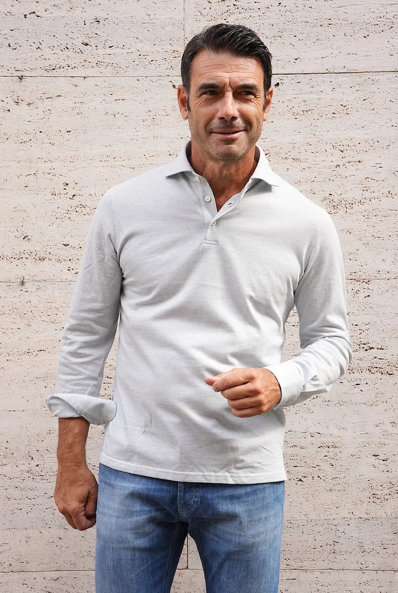 FFF Polo Jersey Cotone e Cashmere Celeste