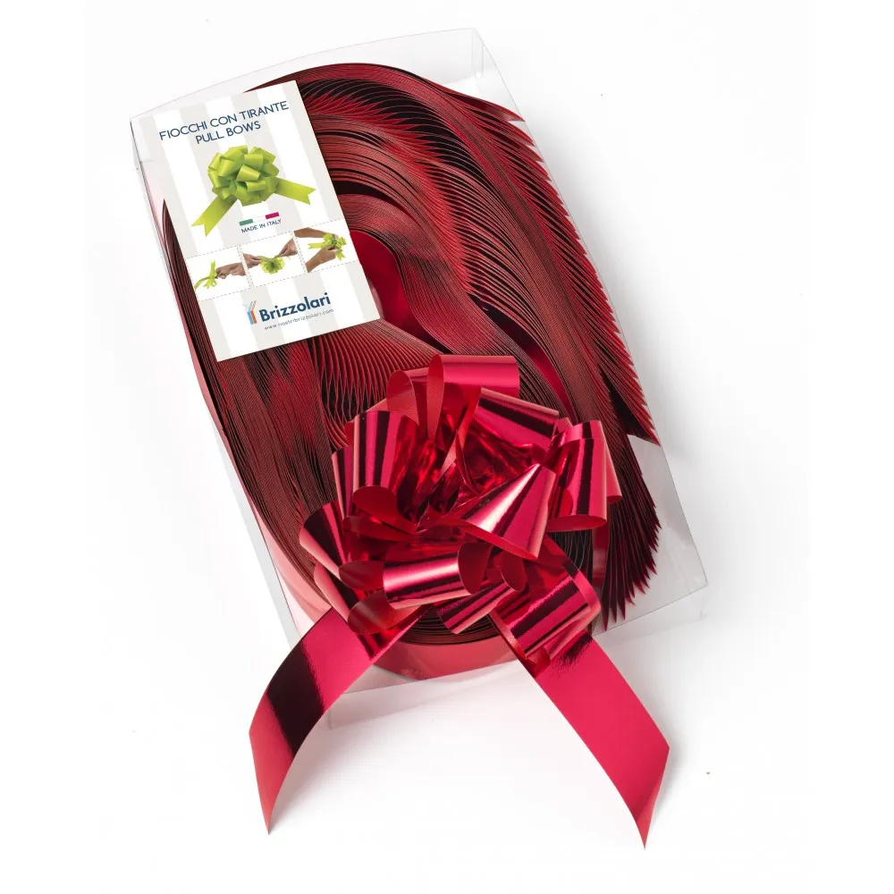 Fiocco Rapido Lucido Rosso per laurea e per albero di Natale 30 pz 31 mm