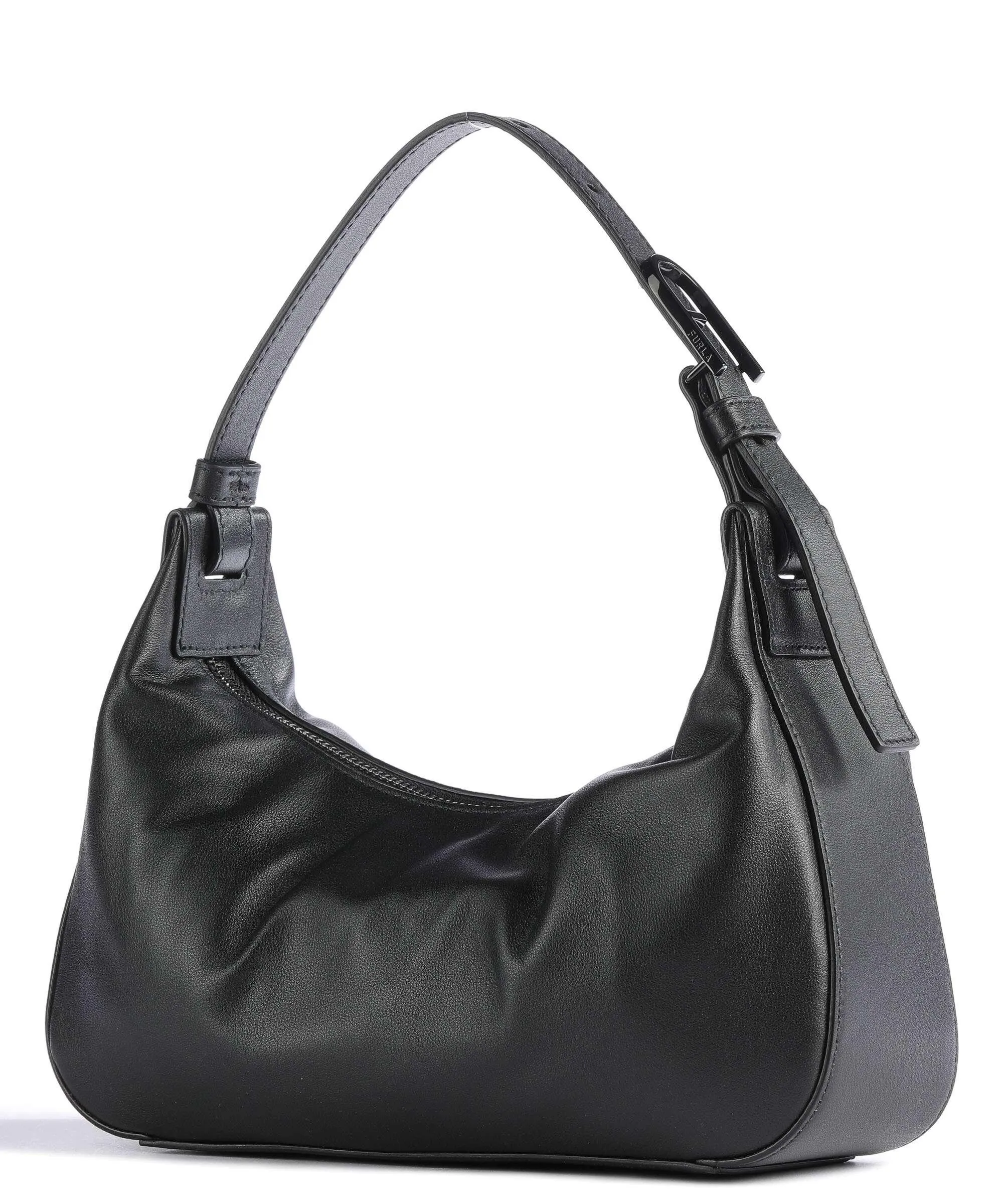  Furla Flow S Borsa a spalla pelle a grana fine nero  
