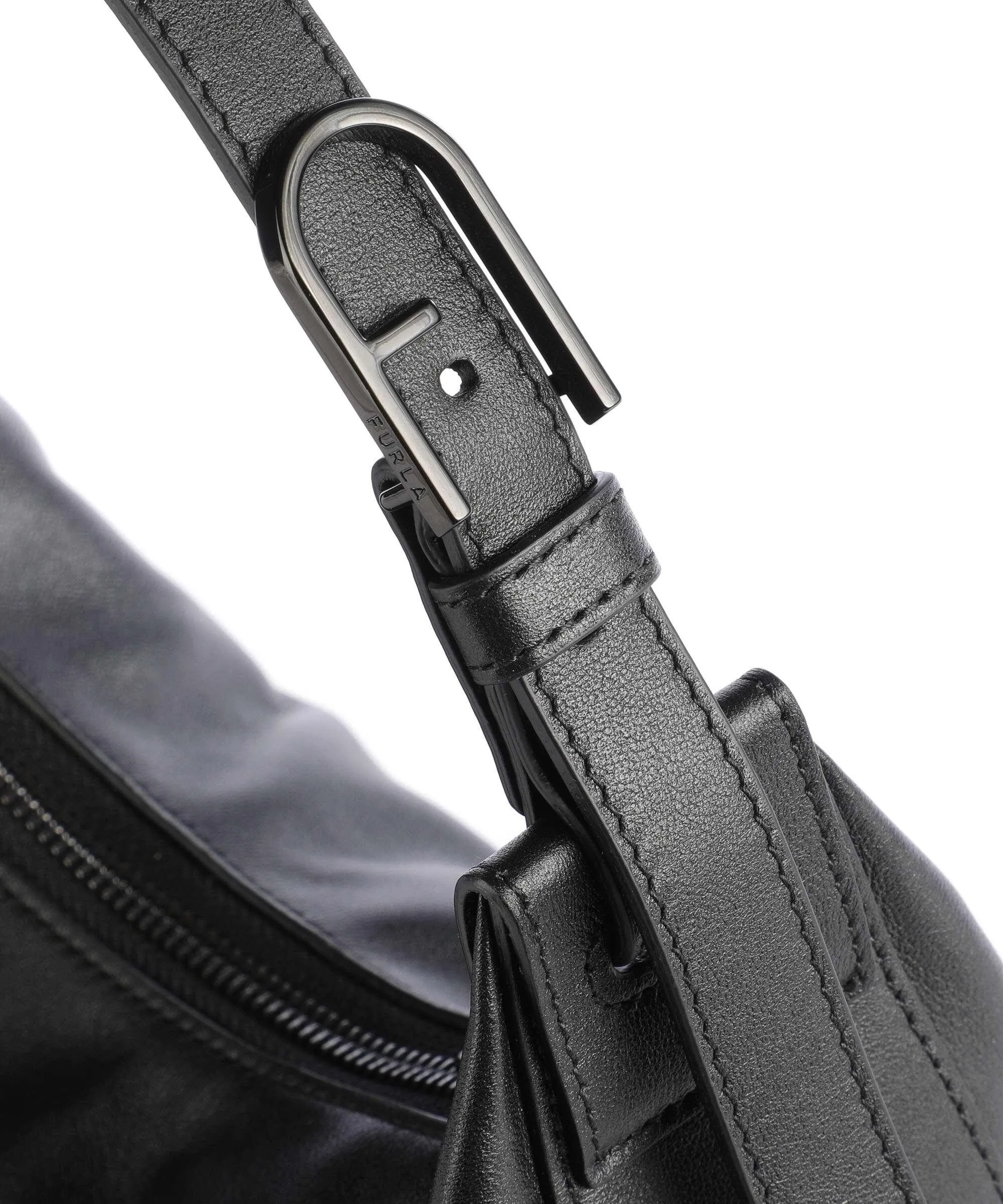  Furla Flow S Borsa a spalla pelle a grana fine nero  