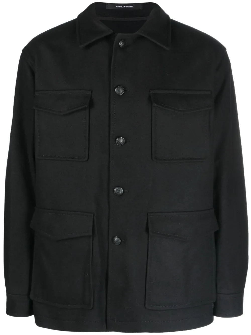 Giacca-camicia con bottoni  in nero - uomo