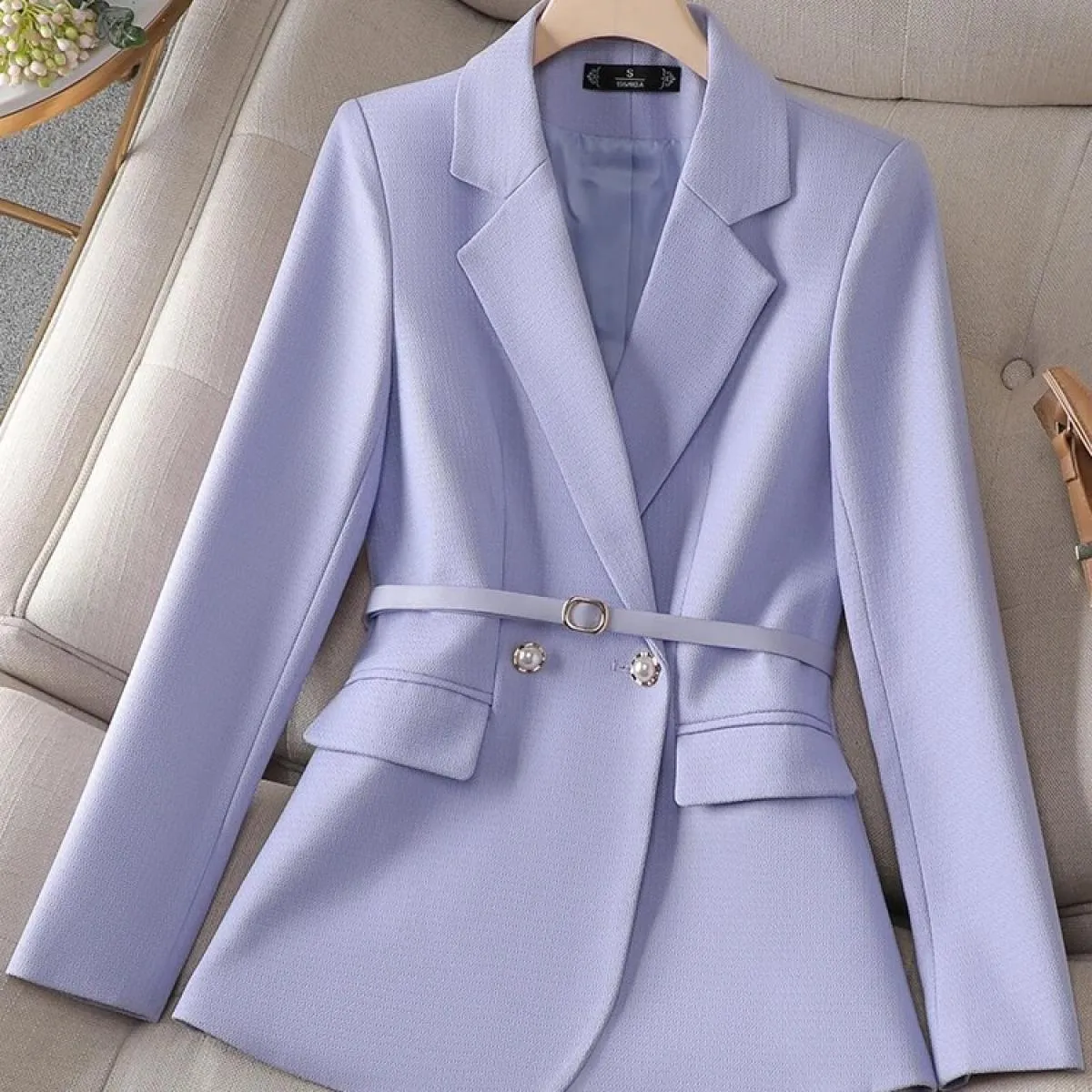 Giacca da donna autunno inverno di alta qualità da donna nera rosa viola solida giacca da lavoro da lavoro femminile