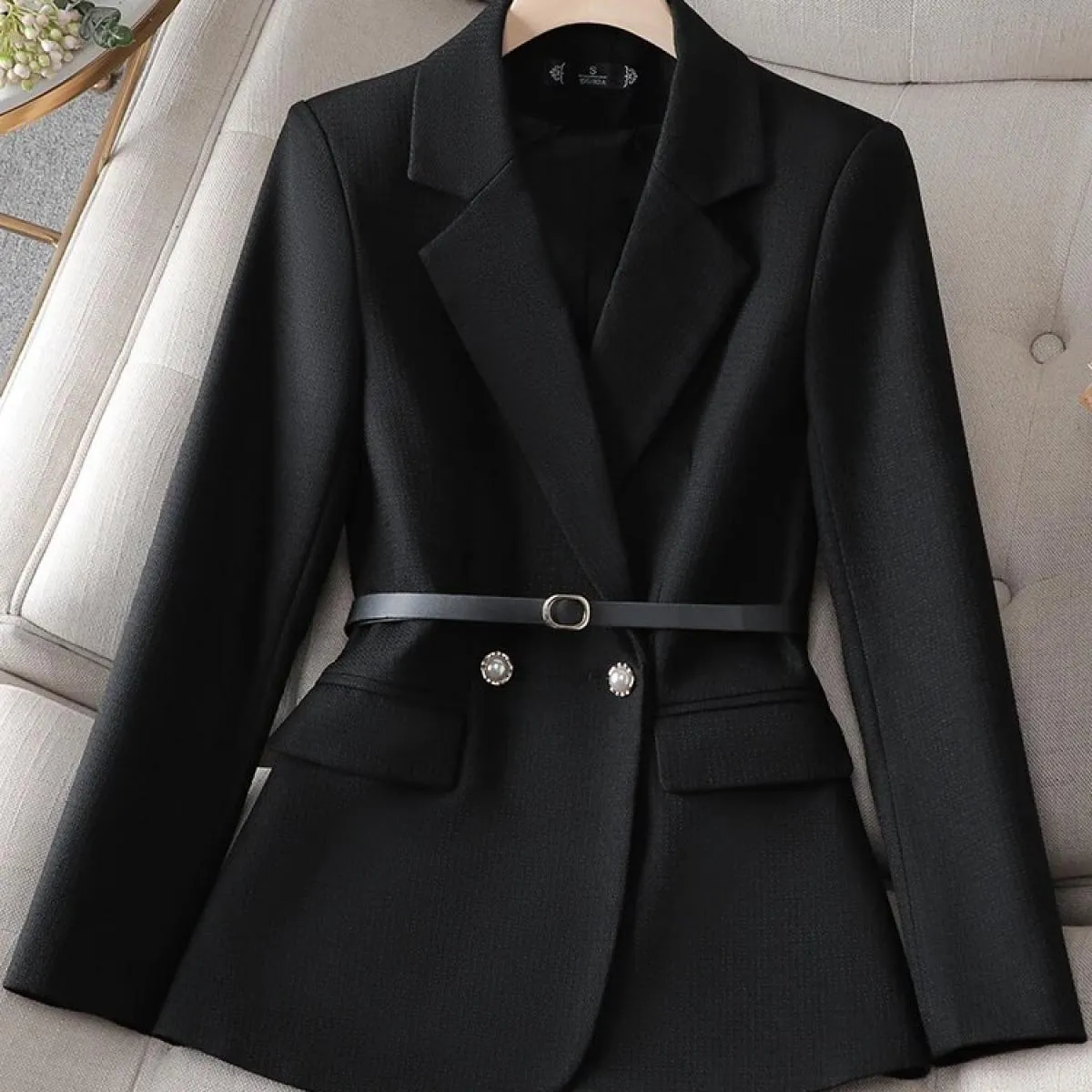 Giacca da donna autunno inverno di alta qualità da donna nera rosa viola solida giacca da lavoro da lavoro femminile