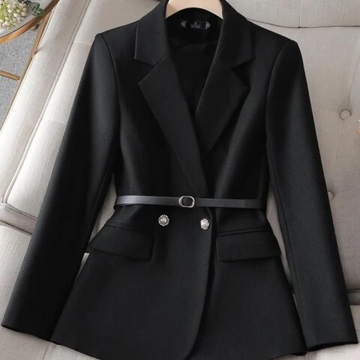 Giacca da donna autunno inverno di alta qualità da donna nera rosa viola solida giacca da lavoro da lavoro femminile