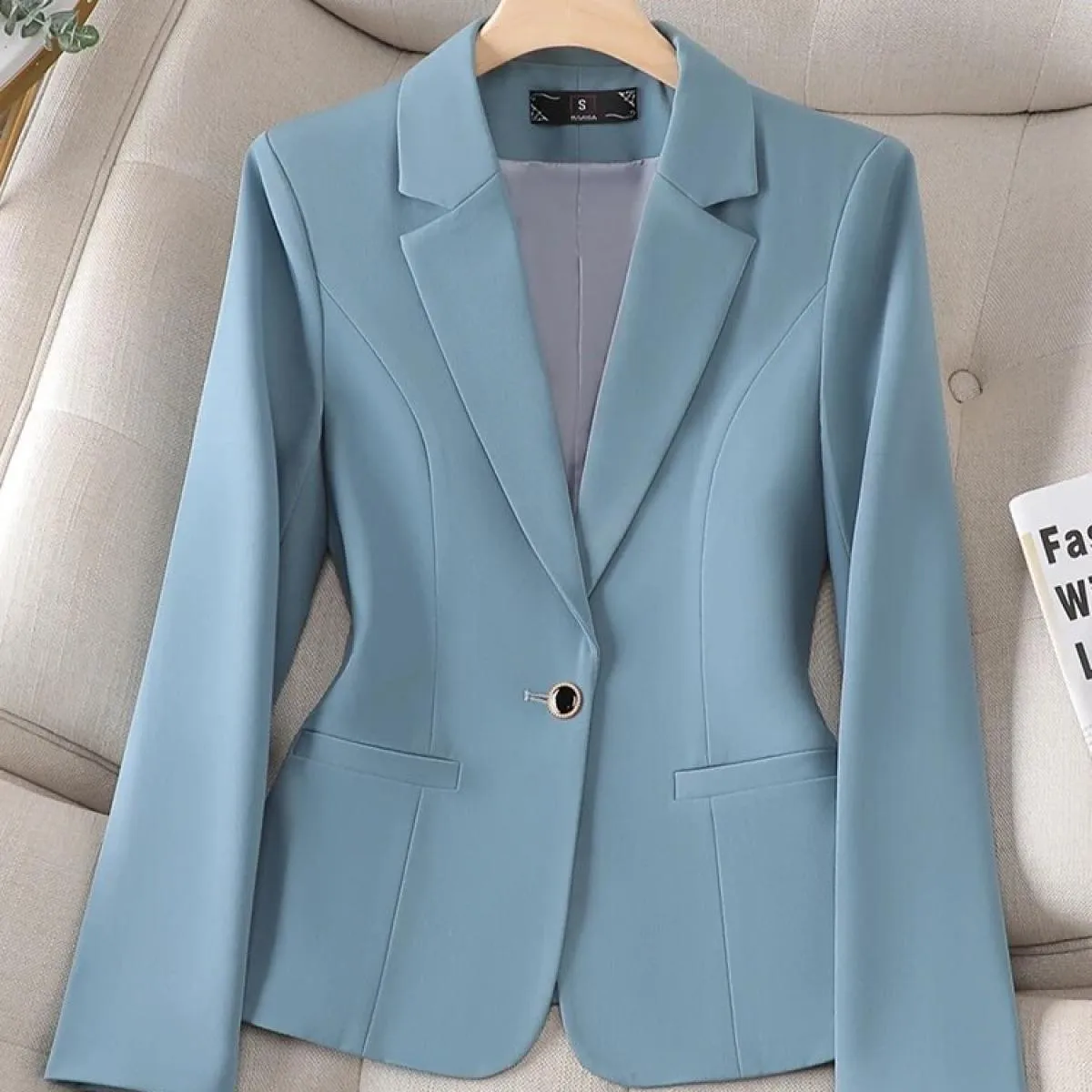 Giacca da donna da ufficio Giacca da donna Nero Beige Blu Marrone Abbigliamento da lavoro femminile da lavoro Cappotto formale s