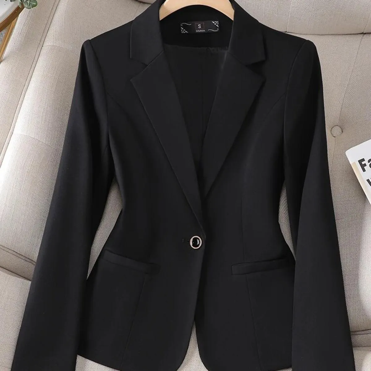 Giacca da donna da ufficio Giacca da donna Nero Beige Blu Marrone Abbigliamento da lavoro femminile da lavoro Cappotto formale s