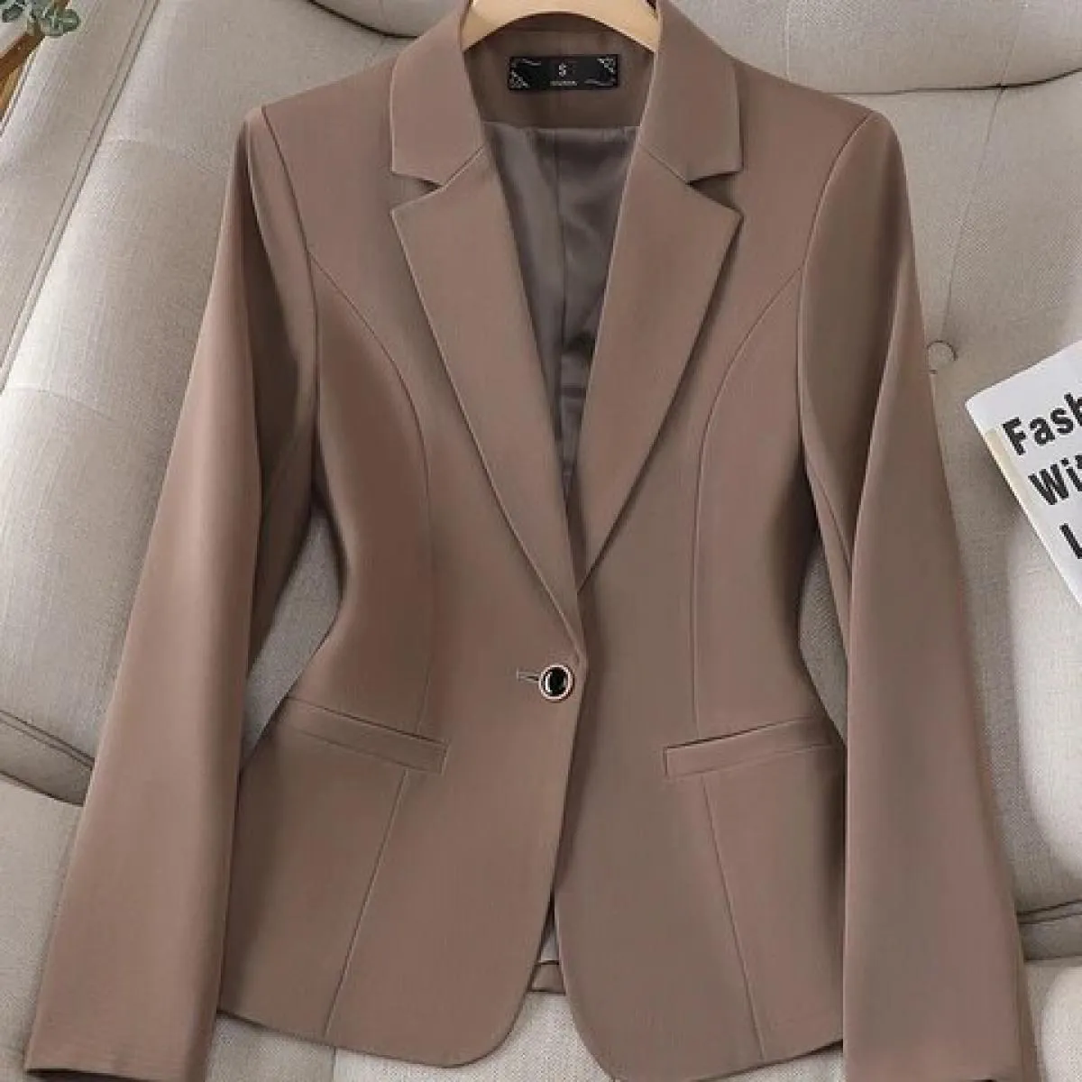 Giacca da donna da ufficio Giacca da donna Nero Beige Blu Marrone Abbigliamento da lavoro femminile da lavoro Cappotto formale s