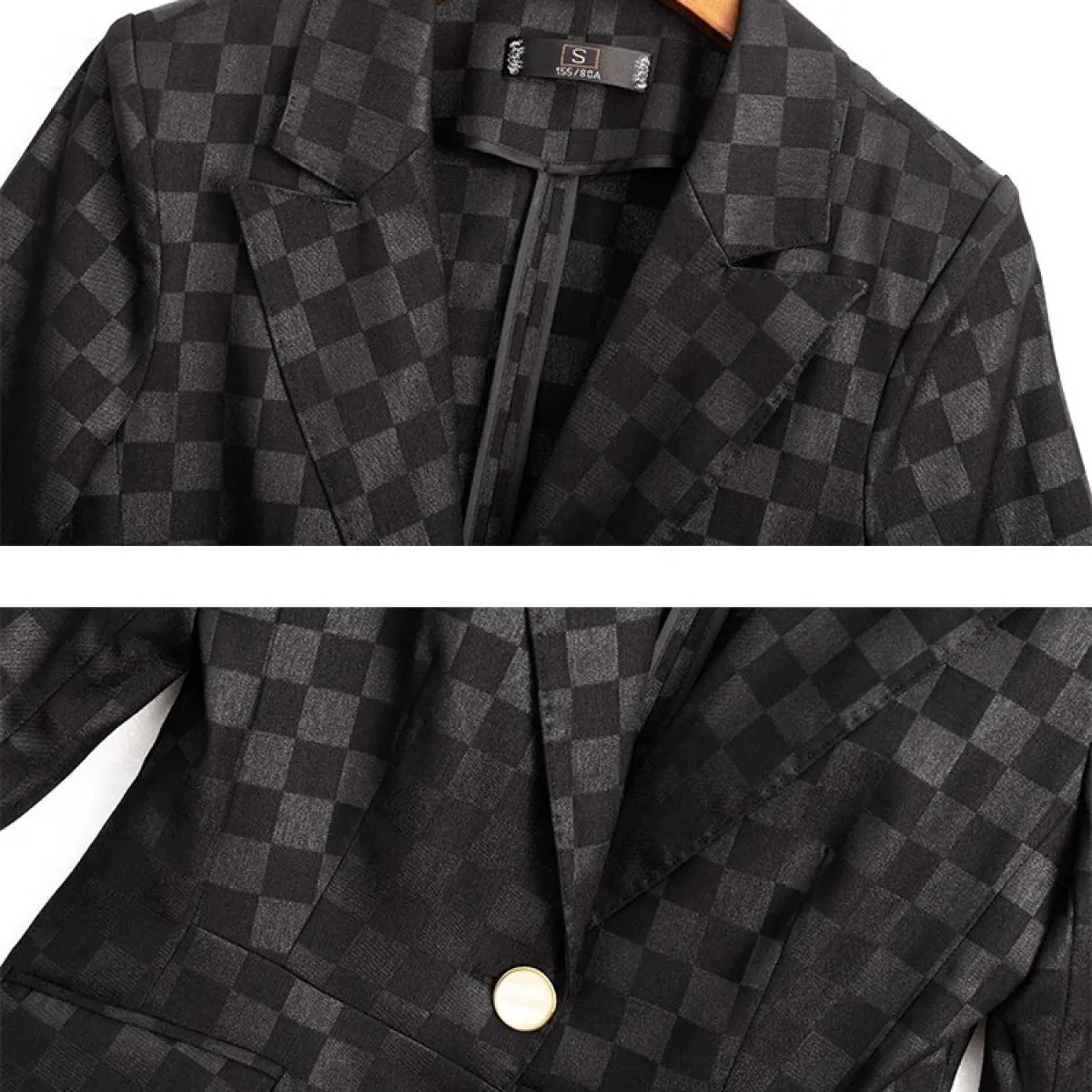 Giacca da donna estiva primavera moda da donna albicocca nera blu scozzese mezza manica giacca da lavoro femminile da lavoro