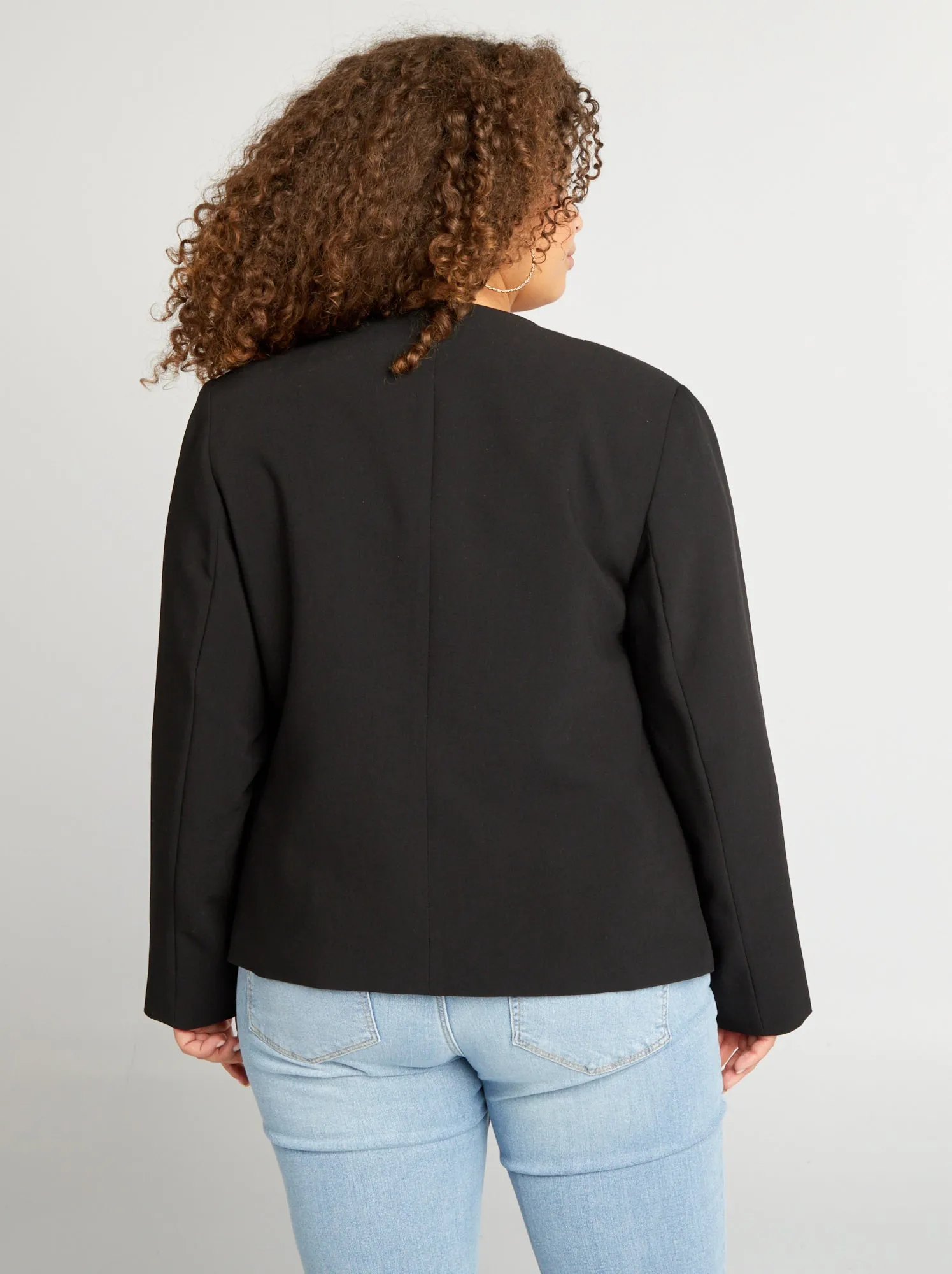 Giacca da tailleur corta senza collo - nero