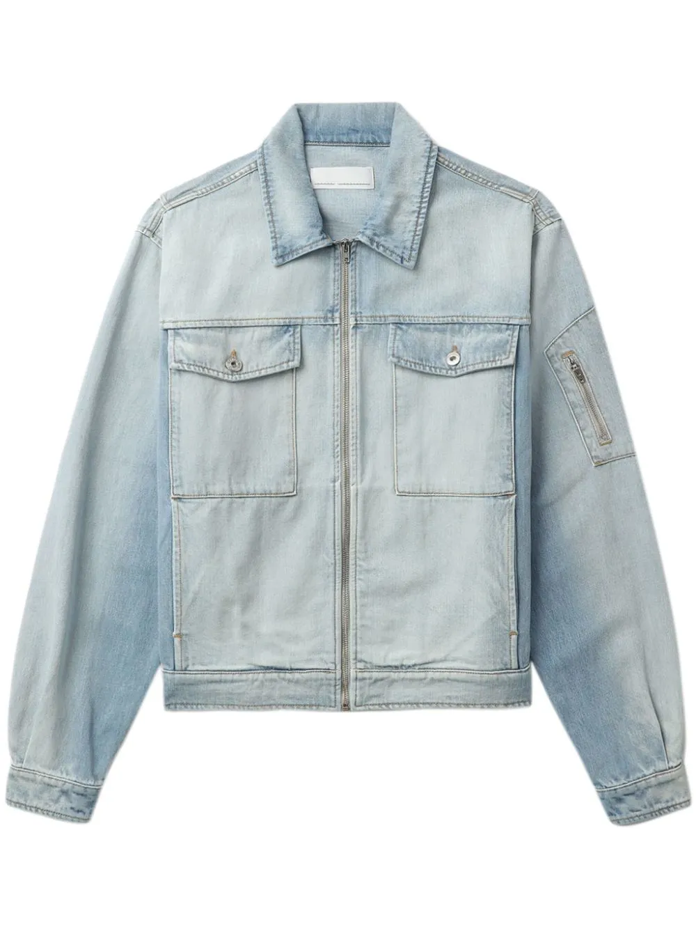 Giacca denim con zip in celeste - uomo