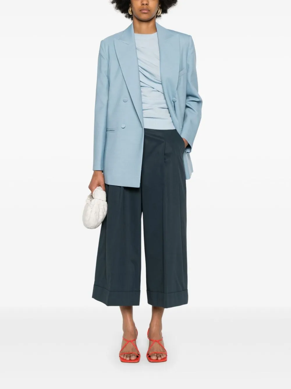 Giacca doppiopetto in celeste - donna