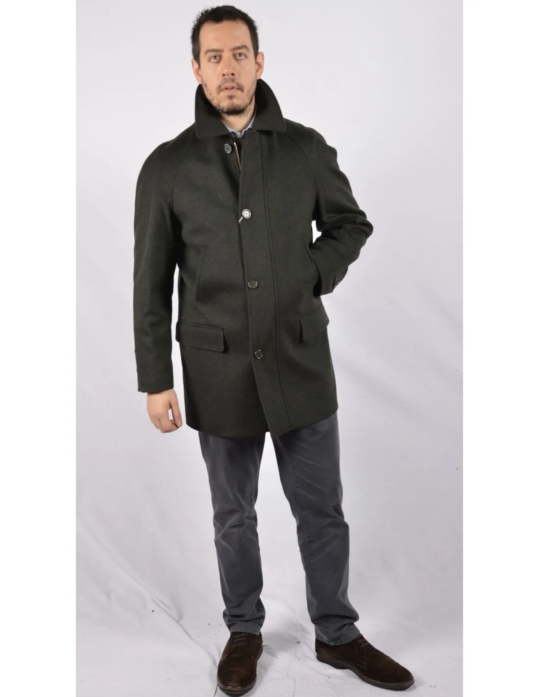 Giaccone corto laniero verde tipo loden mod trento A / I