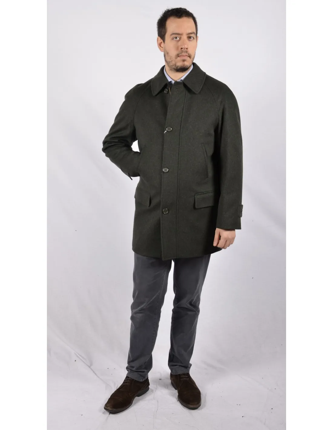 Giaccone corto laniero verde tipo loden mod trento A / I