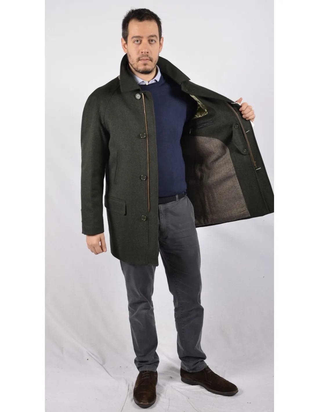 Giaccone corto laniero verde tipo loden mod trento A / I