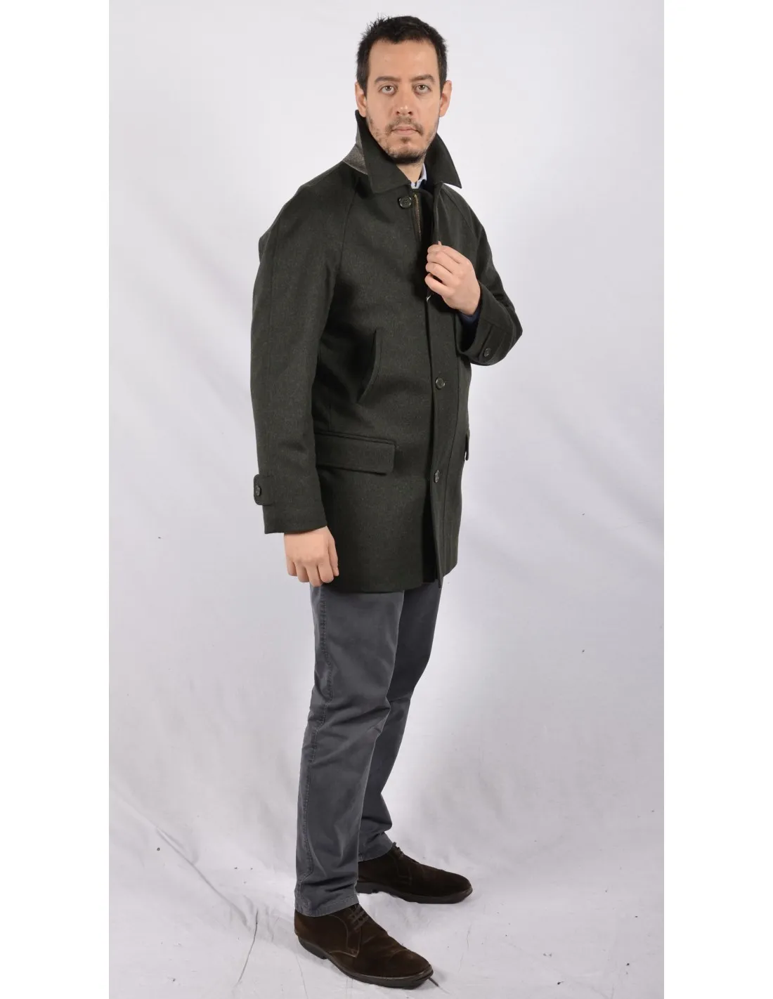 Giaccone corto laniero verde tipo loden mod trento A / I