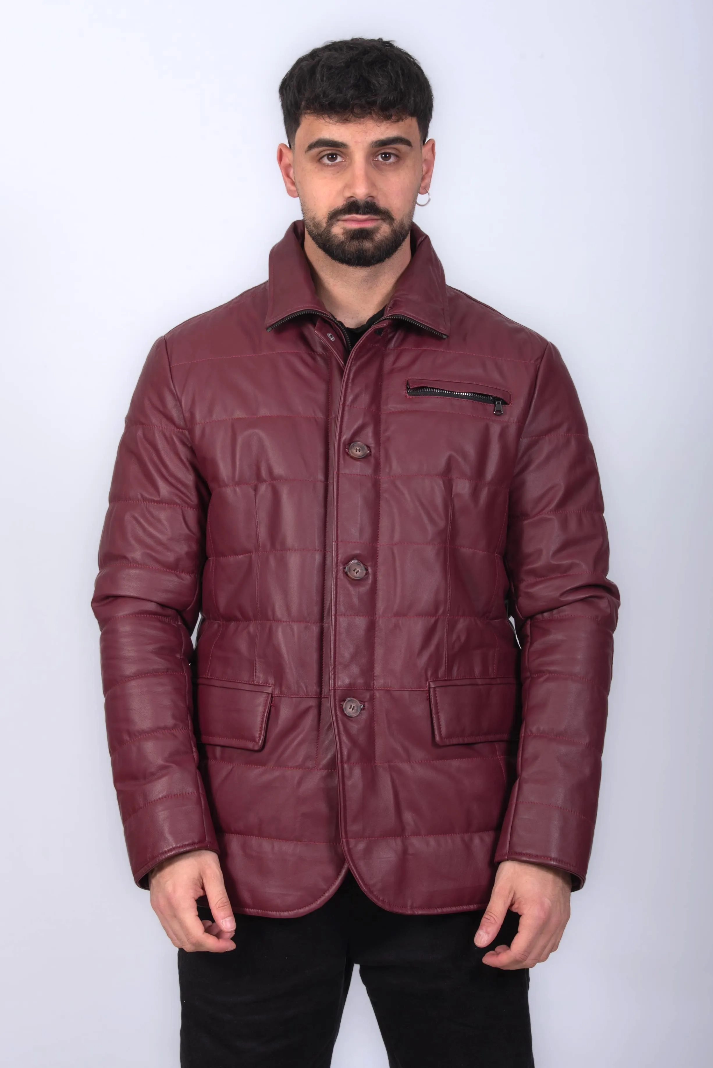 GIACCONE IN PELLE UOMO BORDEAUX MOD. SAVASTANO