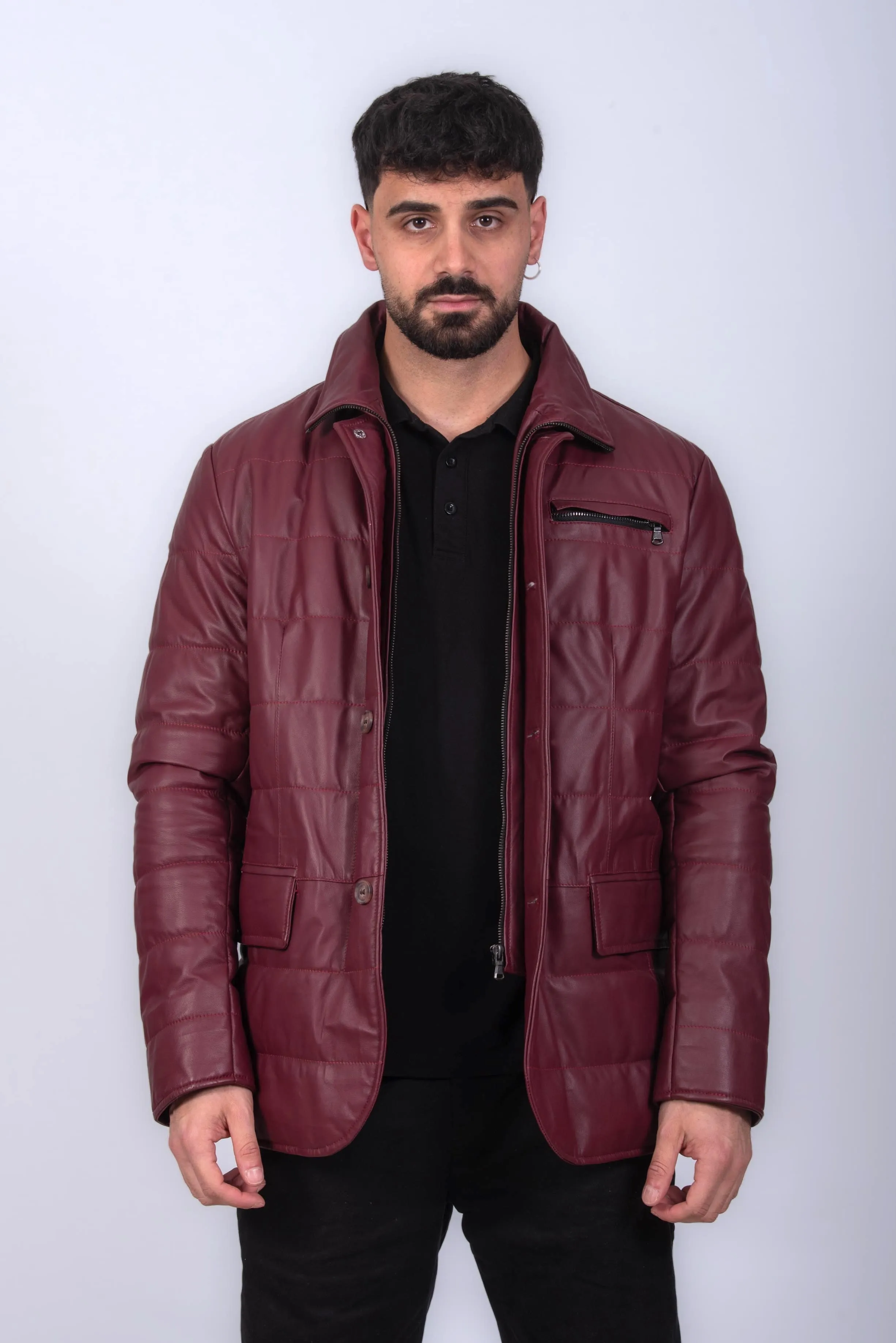 GIACCONE IN PELLE UOMO BORDEAUX MOD. SAVASTANO