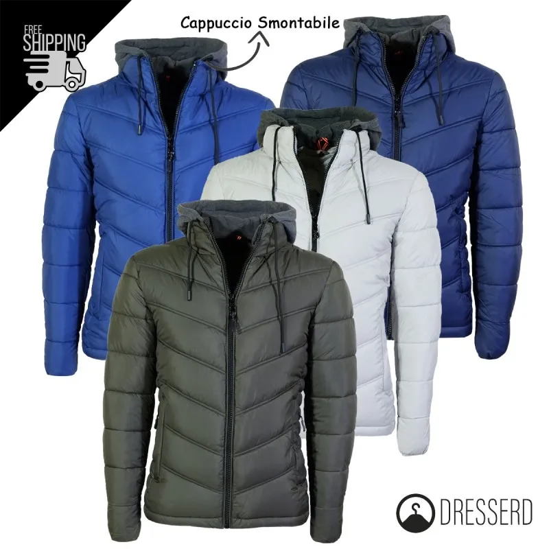 Giubbotto Uomo con Cappuccio in Felpa smontabile Giubbini Invernali Dresserd