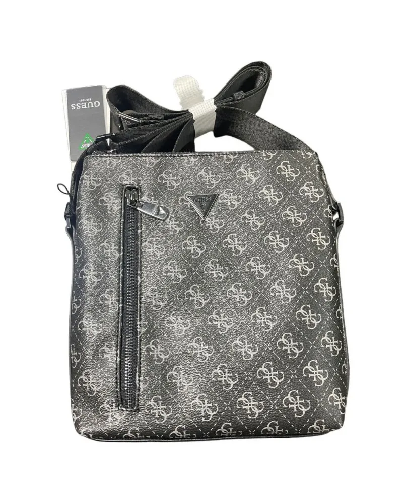 GUESS HMEVZLP3299 tracolla borsello pelle uomo nero logato grande