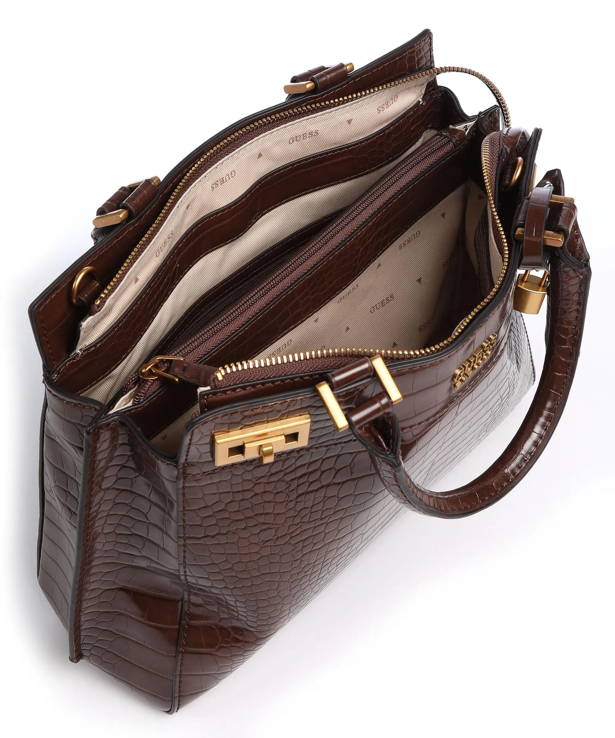  Guess Katey Borsa a mano pelle sintetica marrone scuro  