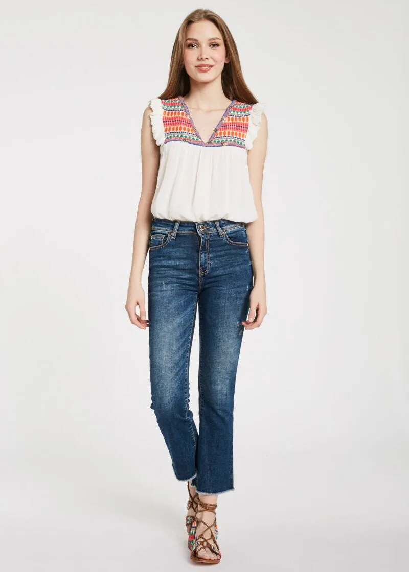 Jeans cropped in denim