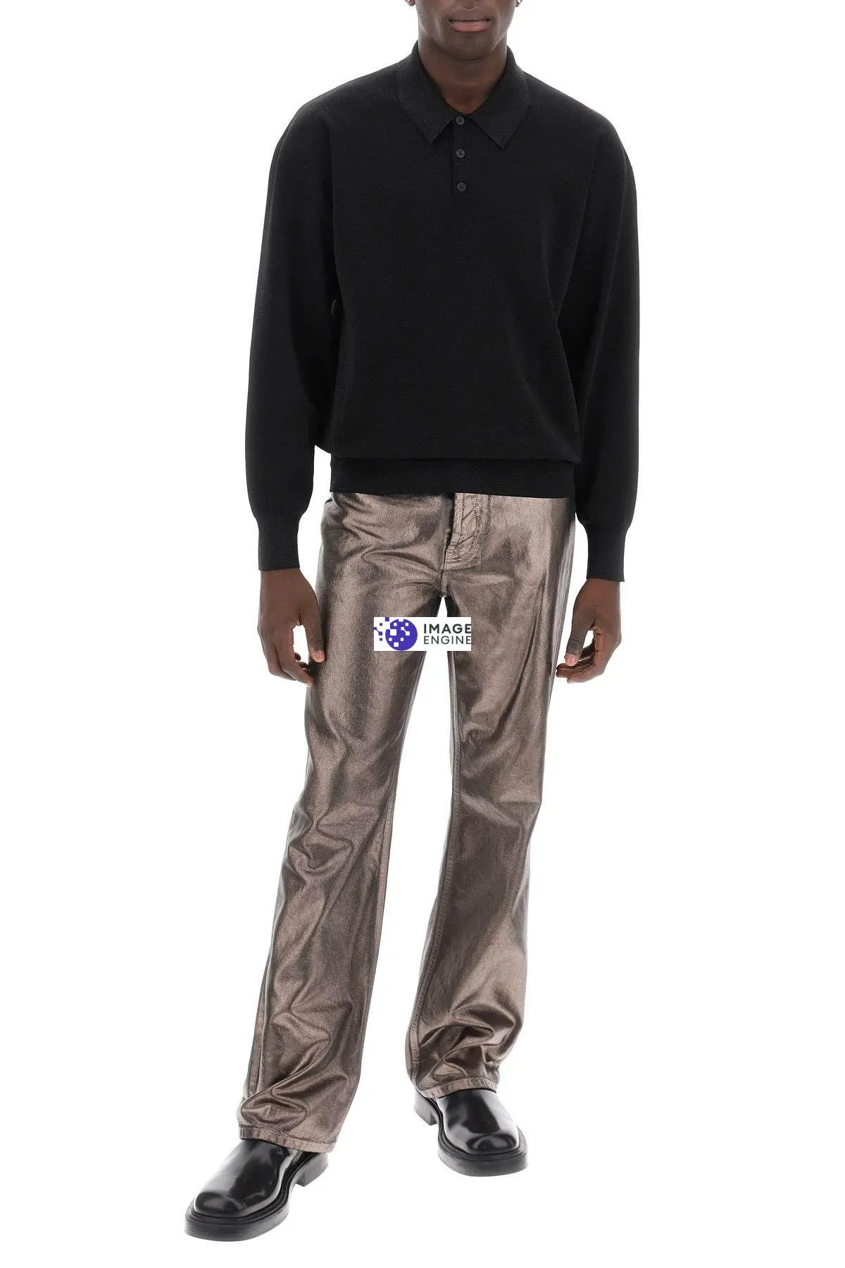Jeans in denim metallico