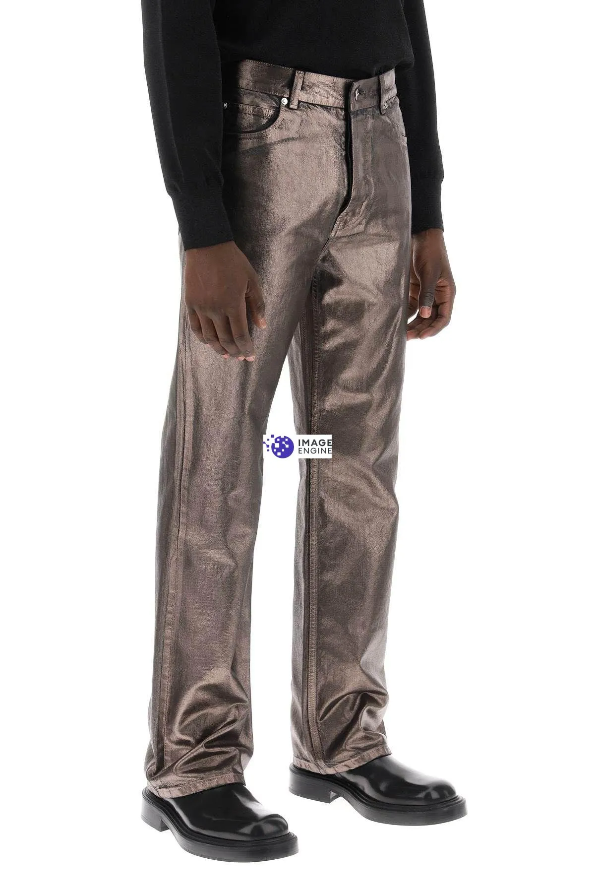 Jeans in denim metallico