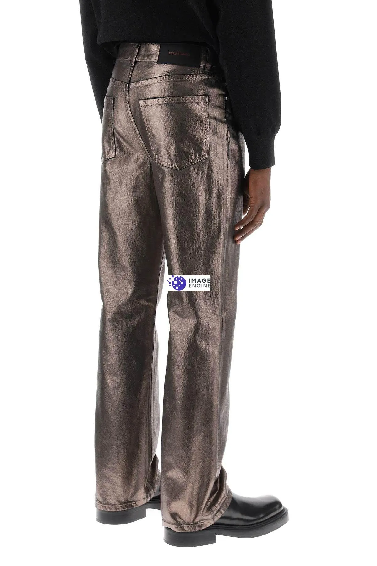 Jeans in denim metallico